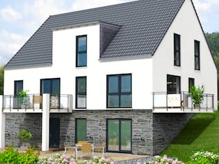 Massivhaus 3FH Version 372 von Grundsteinhaus Schlüsselfertig ab 451700€, Außenansicht 1