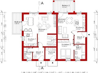 Massivhaus 3FH Version 372 von Grundsteinhaus Schlüsselfertig ab 451700€, Grundriss 3