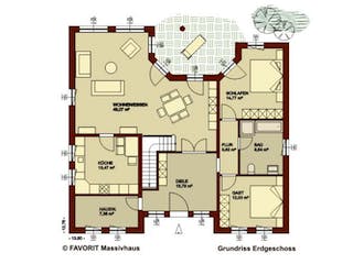 Massivhaus Ambiente 158 von FAVORIT Massivhaus (alt) Schlüsselfertig ab 434070€, Bungalow Grundriss 2