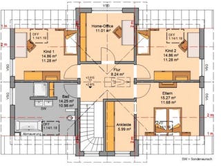 Massivhaus ARCHITEKTENHAUS AURA von Kern-Haus Chemnitz Schlüsselfertig ab 374900€, Satteldach-Klassiker Grundriss 1