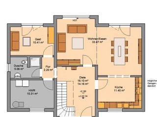Massivhaus ARCHITEKTENHAUS AURA von Kern-Haus Chemnitz Schlüsselfertig ab 374900€, Satteldach-Klassiker Grundriss 2