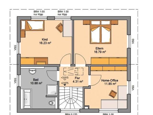 Massivhaus ARCHITEKTENHAUS CARA von Kern-Haus Chemnitz Schlüsselfertig ab 346900€,  Grundriss 1