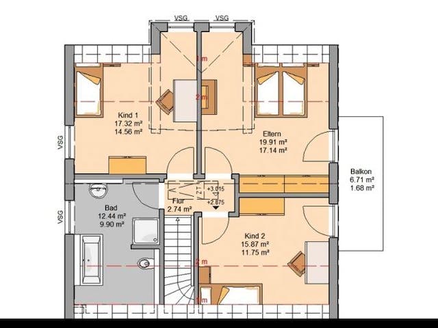 Massivhaus ARCHITEKTENHAUS ESPRIT TRENDLINE von Kern-Haus Chemnitz Schlüsselfertig ab 389900€,  Grundriss 2