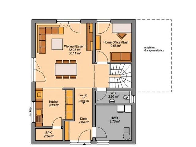 Massivhaus ARCHITEKTENHAUS JARA von Kern-Haus Chemnitz Schlüsselfertig ab 369900€,  Grundriss 1