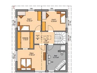 Massivhaus ARCHITEKTENHAUS JARA von Kern-Haus Chemnitz Schlüsselfertig ab 322900€, Satteldach-Klassiker Grundriss 2