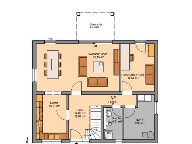 Massivhaus ARCHITEKTENHAUS SIGNUM PLUS von Kern-Haus Chemnitz Schlüsselfertig ab 404900€,  Grundriss 2