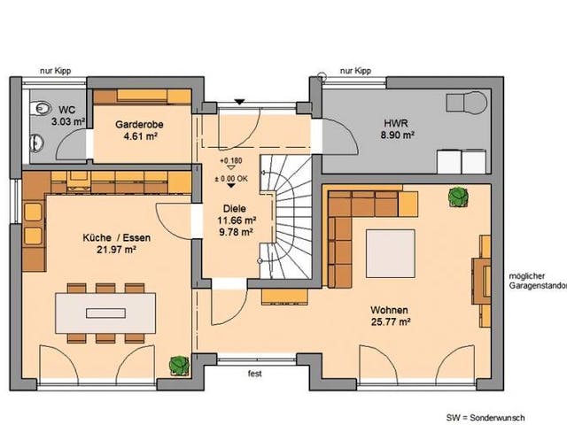 Massivhaus ARCHITEKTENHAUS VIO PLUS von Kern-Haus Chemnitz Schlüsselfertig ab 396900€,  Grundriss 2