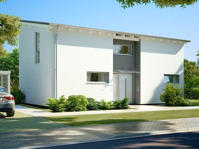 Massivhaus ARCHITEKTENHAUS VIO von Kern-Haus Chemnitz Schlüsselfertig ab 343900€, Pultdachhaus Außenansicht 2
