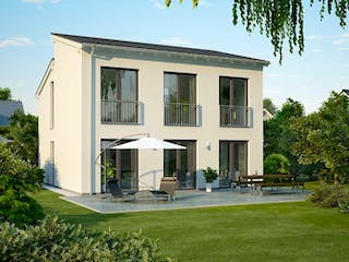 Massivhaus ARCHITEKTENHAUS VISION von Kern-Haus Chemnitz Schlüsselfertig ab 317900€, Pultdachhaus Außenansicht 1