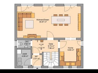 Massivhaus ARCHITEKTENHAUS VISION von Kern-Haus Chemnitz Schlüsselfertig ab 317900€, Pultdachhaus Grundriss 2