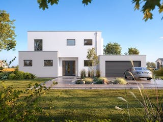 Massivhaus BAUHAUS ANTEO von Kern-Haus Chemnitz Schlüsselfertig ab 592900€, Cubushaus Außenansicht 2