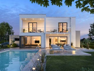 Massivhaus BAUHAUS ANTEO von Kern-Haus Chemnitz Schlüsselfertig ab 592900€, Cubushaus Außenansicht 1