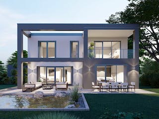 Massivhaus Bauhaus Holler 10-029 von Econ Das Haus, Cubushaus Außenansicht 1