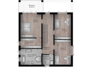 Massivhaus Bauhaus Holler 10-029 von Econ Das Haus, Cubushaus Grundriss 2