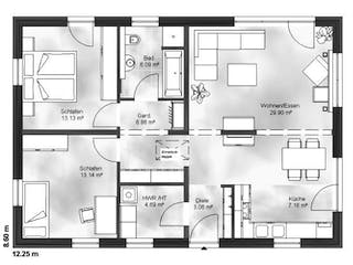 Massivhaus Bungalow 1 von Massive Wohnbau, Bungalow Grundriss 1