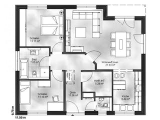 Massivhaus Bungalow 2 von Massive Wohnbau, Bungalow Grundriss 1