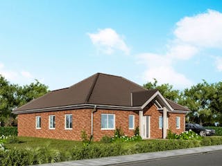 Massivhaus Bungalow BL 115 Variante K von Baudirekt,  Außenansicht 1