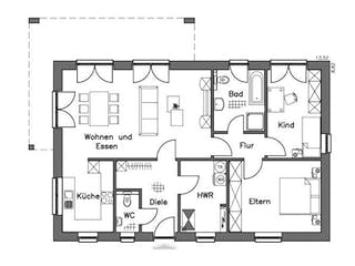 Massivhaus Bungalow BL 95 Variante T von Baudirekt, Bungalow Grundriss 1