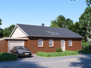 Massivhaus Bungalow Buche 100 von Baufuchs-Massivhaus Schlüsselfertig ab 186500€, Bungalow Außenansicht 2