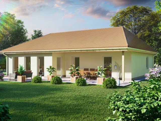 Massivhaus Bungalow LÜNEBURG von Aktuell Bau, Bungalow Außenansicht 1 Massivhaus Bungalow LÜNEBURG von Aktuell Bau, Bungalow Außenansicht 1