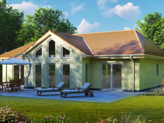 Massivhaus Bungalow MITTWEIDA von Aktuell Bau, Bungalow Außenansicht 1 Massivhaus Bungalow MITTWEIDA von Aktuell Bau, Bungalow Außenansicht 1