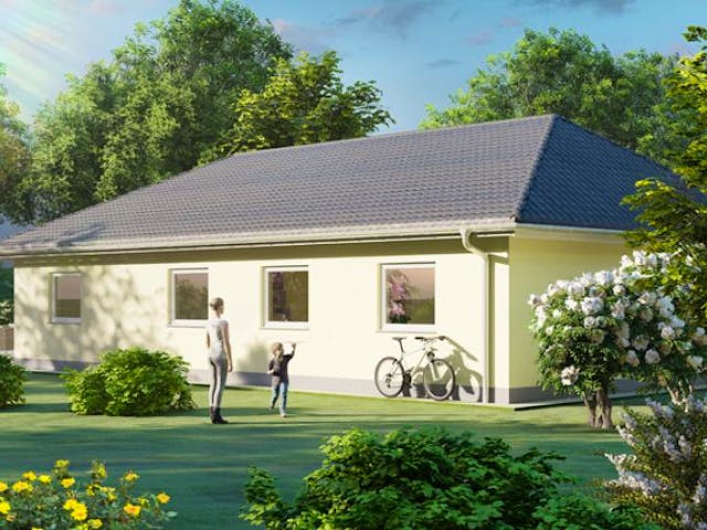 Massivhaus Bungalow MULDENTAL von Aktuell Bau, Bungalow Außenansicht 1 Massivhaus Bungalow MULDENTAL von Aktuell Bau, Bungalow Außenansicht 1