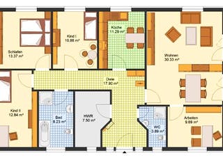Massivhaus Bungalow MULDENTAL von Aktuell Bau, Bungalow Grundriss 1