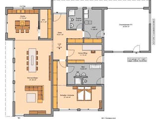 Massivhaus BUNGALOW PUREA von Kern-Haus Chemnitz Schlüsselfertig ab 472900€, Bungalow Grundriss 1