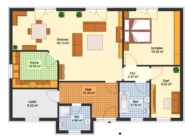 Massivhaus Bungalow SÖMMERDA von Aktuell Bau, Bungalow Grundriss 1