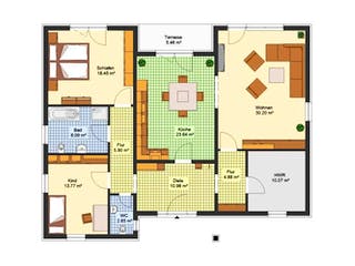 Massivhaus Bungalow WERNIGERODE von Aktuell Bau, Bungalow Grundriss 1