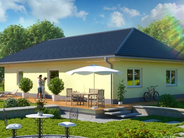 Massivhaus Bungalow WETTIN von Aktuell Bau, Bungalow Außenansicht 1
