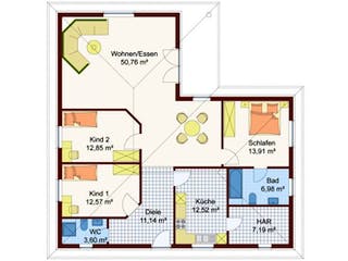 Massivhaus Bungalow Wolfenbüttel von Elmbau, Bungalow Grundriss 1