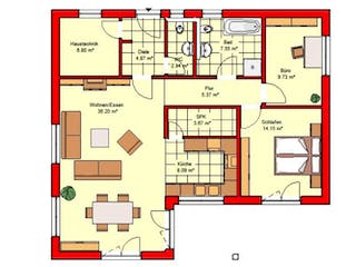 Massivhaus Cuxhaven 100 von PRO-IM Neo, Bungalow Grundriss 1