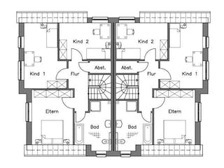 Massivhaus Doppelhaus DH 120 Variante M von Baudirekt,  Grundriss 1