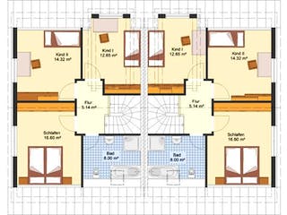 Massivhaus Doppelhaus FREIBERG von Aktuell Bau,  Grundriss 2