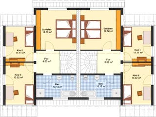 Massivhaus Doppelhaus FREITAL von Aktuell Bau,  Grundriss 1