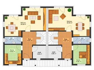 Massivhaus Doppelhaus FREITAL von Aktuell Bau,  Grundriss 2