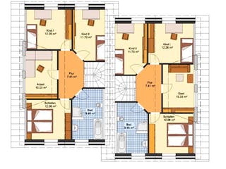 Massivhaus Doppelhaus HARMONIE von Aktuell Bau, Grundriss 2