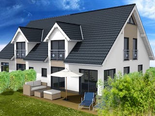 Massivhaus Doppelhaus Kelkheim von Immobilien Atelier Klaus Reuter,  Außenansicht 1