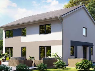 Massivhaus Doppelhaus KÖNIGSBRÜCK von Aktuell Bau,  Außenansicht 2