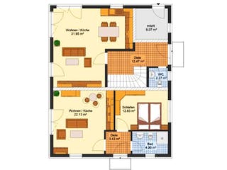 Massivhaus Doppelhaus KÖNIGSBRÜCK von Aktuell Bau,  Grundriss 2