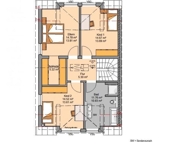 Massivhaus DOPPELHAUS VISEO von Kern-Haus Chemnitz Schlüsselfertig ab 399900€,  Grundriss 1