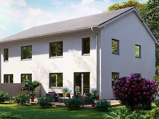 Massivhaus Doppelhaus WALDHEIM von Aktuell Bau, Außenansicht 2