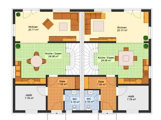 Massivhaus Doppelhaus WALDHEIM von Aktuell Bau, Grundriss 2