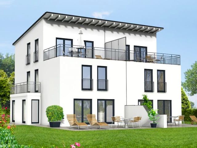 Massivhaus Doppelhaushälfte Version 3 von Grundsteinhaus Schlüsselfertig ab 233400€,  Außenansicht 1