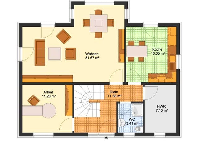 Massivhaus Einfamilienhaus COSWIG von Aktuell Bau,  Grundriss 1