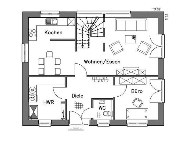Massivhaus Einfamilienhaus EH140 Variante K von Baudirekt,  Grundriss 1
