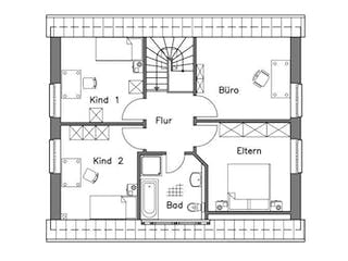 Massivhaus Einfamilienhaus EH140 Variante K von Baudirekt,  Grundriss 2