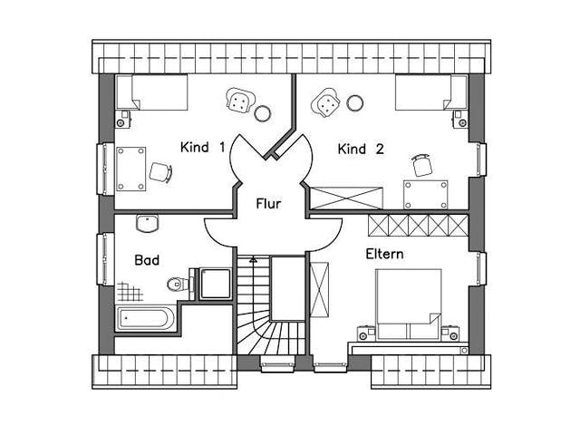 Massivhaus Einfamilienhaus EH140 Variante M von Baudirekt,  Grundriss 1