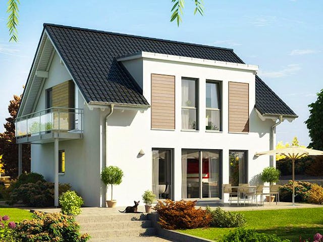 Fertighaus EVOLUTION 124 V2 von Bien-Zenker Schlüsselfertig ab 318988€, Satteldach-Klassiker Außenansicht 1
